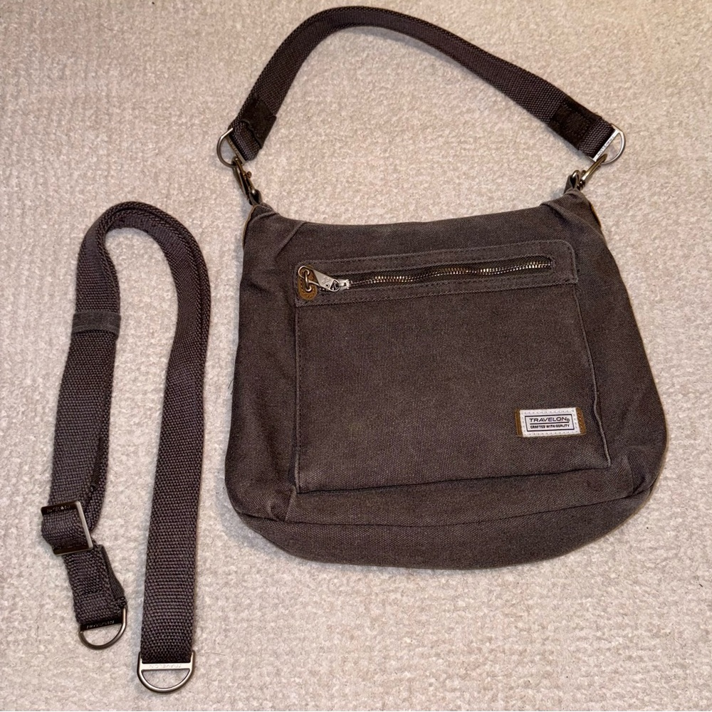TRAVELON Anti-Theft Heritage Hobo (2 straps)—PEWTER color